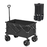 Collapsible Folding Wagon, 220 L Beach Wagon Cart with All-Terrain Wheels, Heavy Duty Folding Wagon Cart Max 330 lbs with Drink Holders, Sports Wagon for Camping, Shopping, Garden