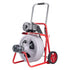 Drain Cleaner Machine 22m x 13mm, Auto Feed Sewer Snake Drain Auger on Wheels, Portable Drain Cleaning Machine with 8 Cutters & Air-Activated Foot Switch for 50mm to 150mm Pipes