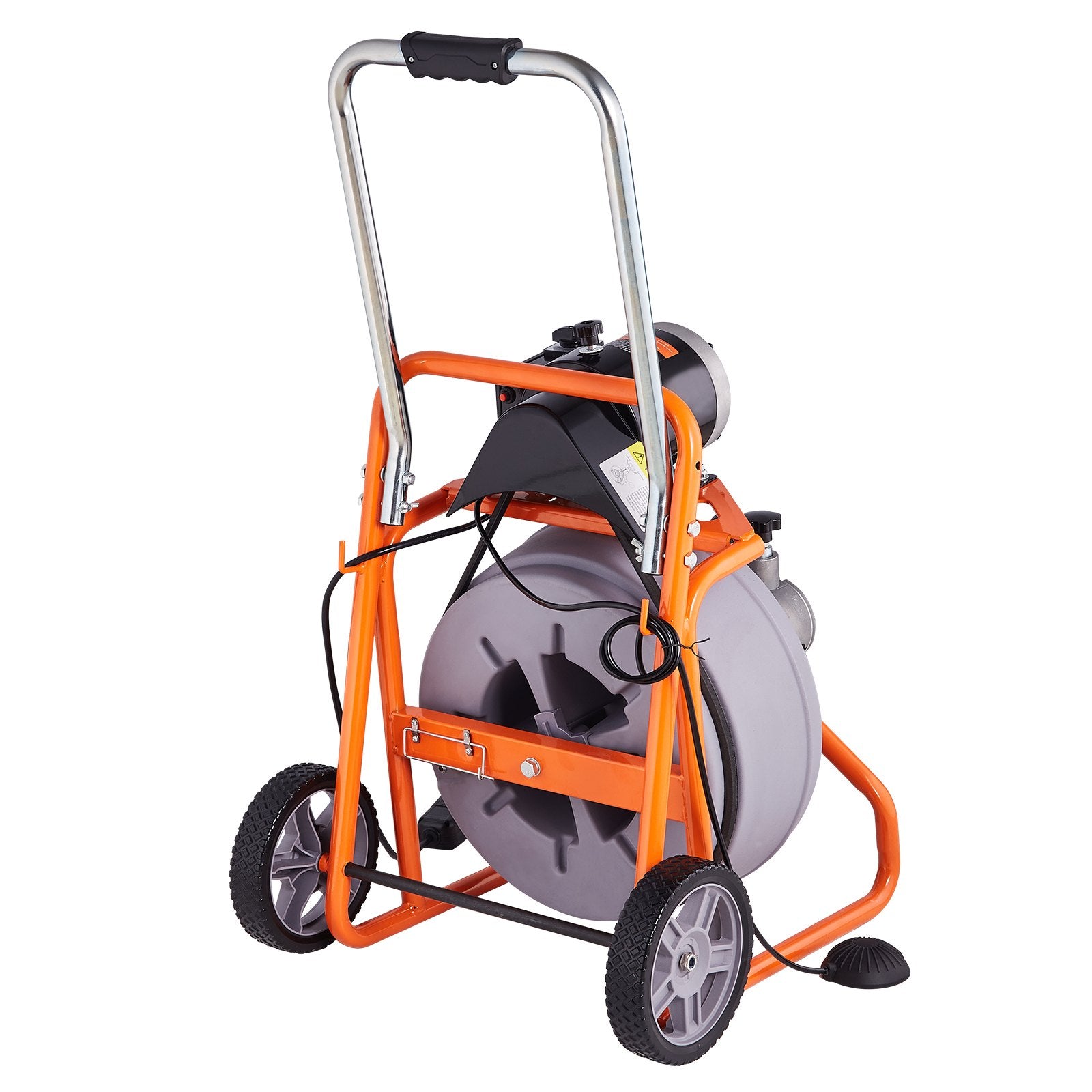 VEVOR Drain Cleaner Machine 75FT x 1/2 Inch Auto Feed with Wheels & 8 Cutters