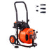 Drain Cleaner Machine 75FT x 1/2Inch, Auto Feed Sewer Snake Auger with 4 Cutter & Air-activated Foot Switch for 2" to 4" Pipes, Orange, Black