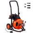 50FT x 3/8 Inch Drain Cleaner Machine Sewer Auger Auto Feed with 4 Cutter & Air-Activated Foot Switch for 2" to 4" Pipes