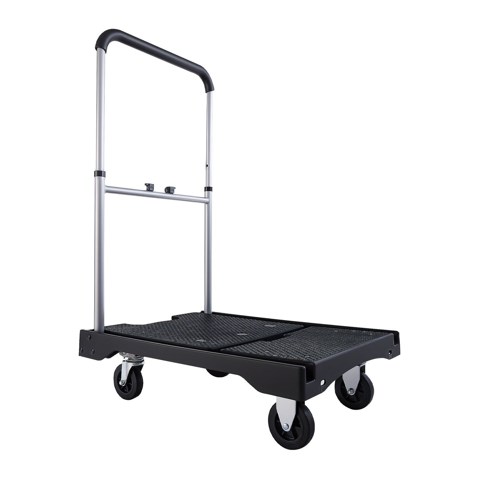Foldable Push Cart Dolly, 149.69 kg Capacity, Folding Platform Truck with Swivel Wheels, Moving Platform Hand Truck Flatbed Cart, Adjustable Push Handle, for Easy Storage, 680 x 495 x 115 mm