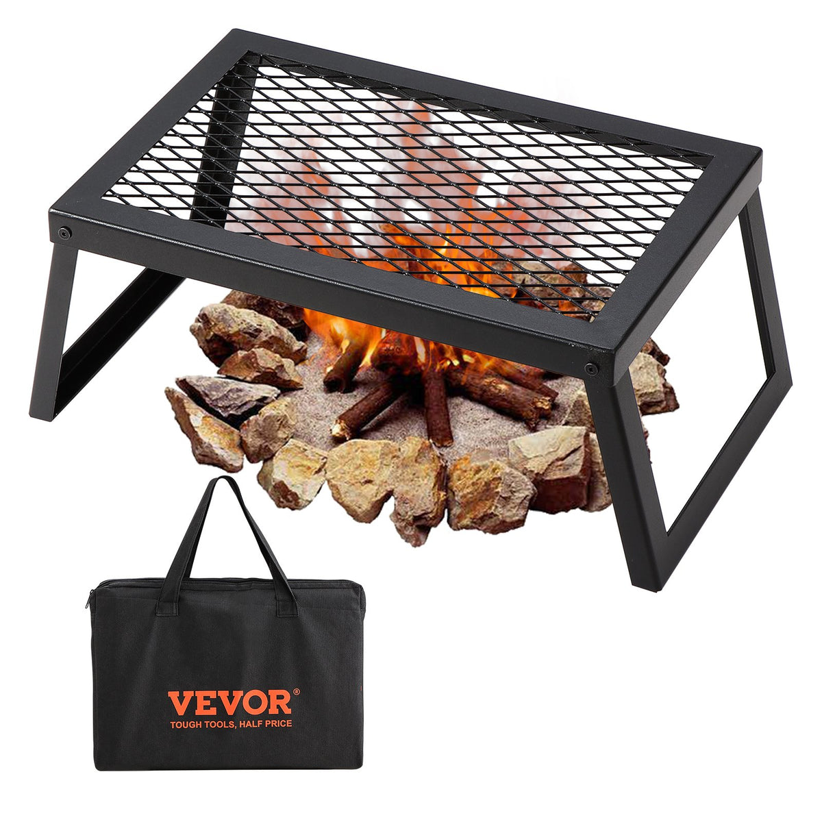 Folding Campfire Grill Portable Camping Fire Pit Steel Outdoor BBQ Picnic