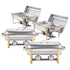 Chafing Dish Buffet Set, 8 Qt 4 Pack, Stainless Steel Chafer with 2 Full Size and 4 Half Size Pans, Rectangle Catering Warmer Server with Lid Water Pan Stand, for Weddings Parties Banquets, Gold