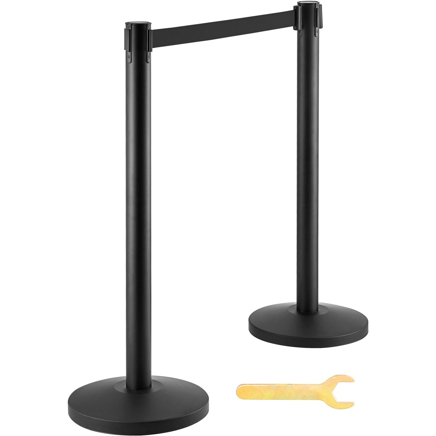 Crowd Control Stanchions, 2-Pack Crowd Control Barriers, Carbon Steel Baking Painted Stanchion Queue Post with 11FT Black Retractable Belt, Belt Barriers Line Divider for Exhibition, Airport