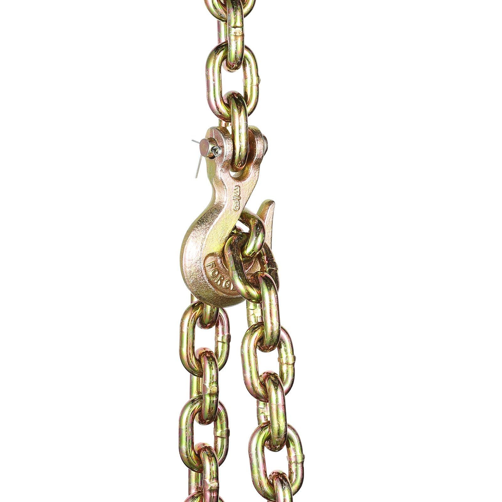 G80 Transport Binder Chain, 10 mm x 316 cm 2-Pack Tow Chain with Clevis Grab Hooks, 3.22T Safe Working Load, Heavy Duty Logging Chain for Transporting Towing Truck Tie Down Binding Equipment