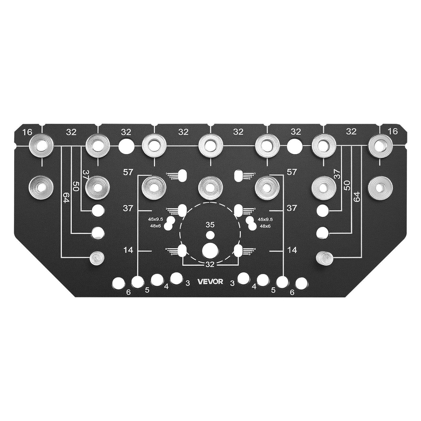 Shelf Pin Jig and Hinge Jig Two-in-One, Aluminum Alloy Cabinet Hardware Hole Drilling Template with 6.4 and 4.8 mm Drill Bits, for Cabinet Doors Bookshelves Wardrobes Woodworking and DIY