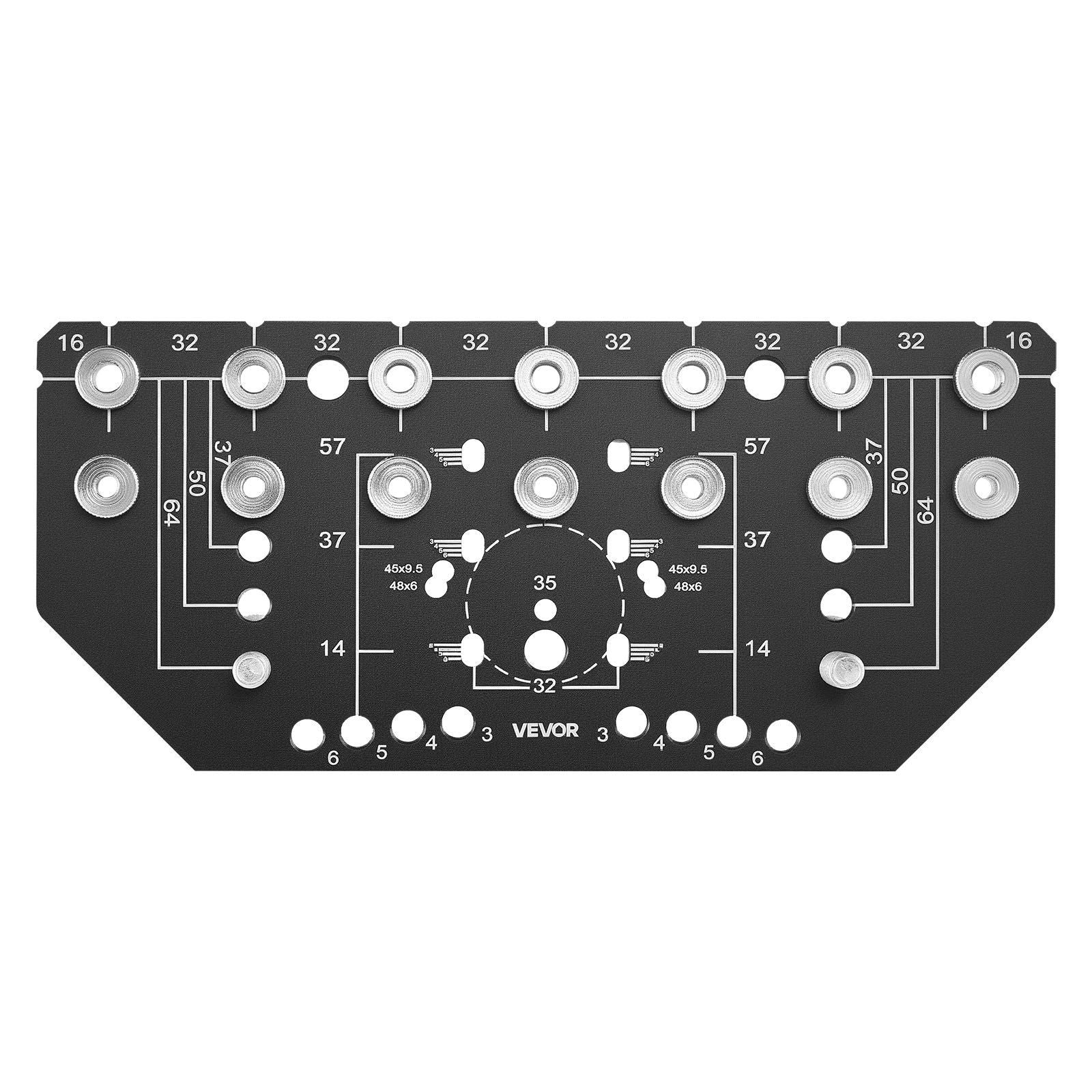 Shelf Pin Jig and Hinge Jig Two-in-One, Aluminum Alloy Cabinet Hardware Hole Drilling Template with 6.4 and 4.8 mm Drill Bits, for Cabinet Doors Bookshelves Wardrobes Woodworking and DIY