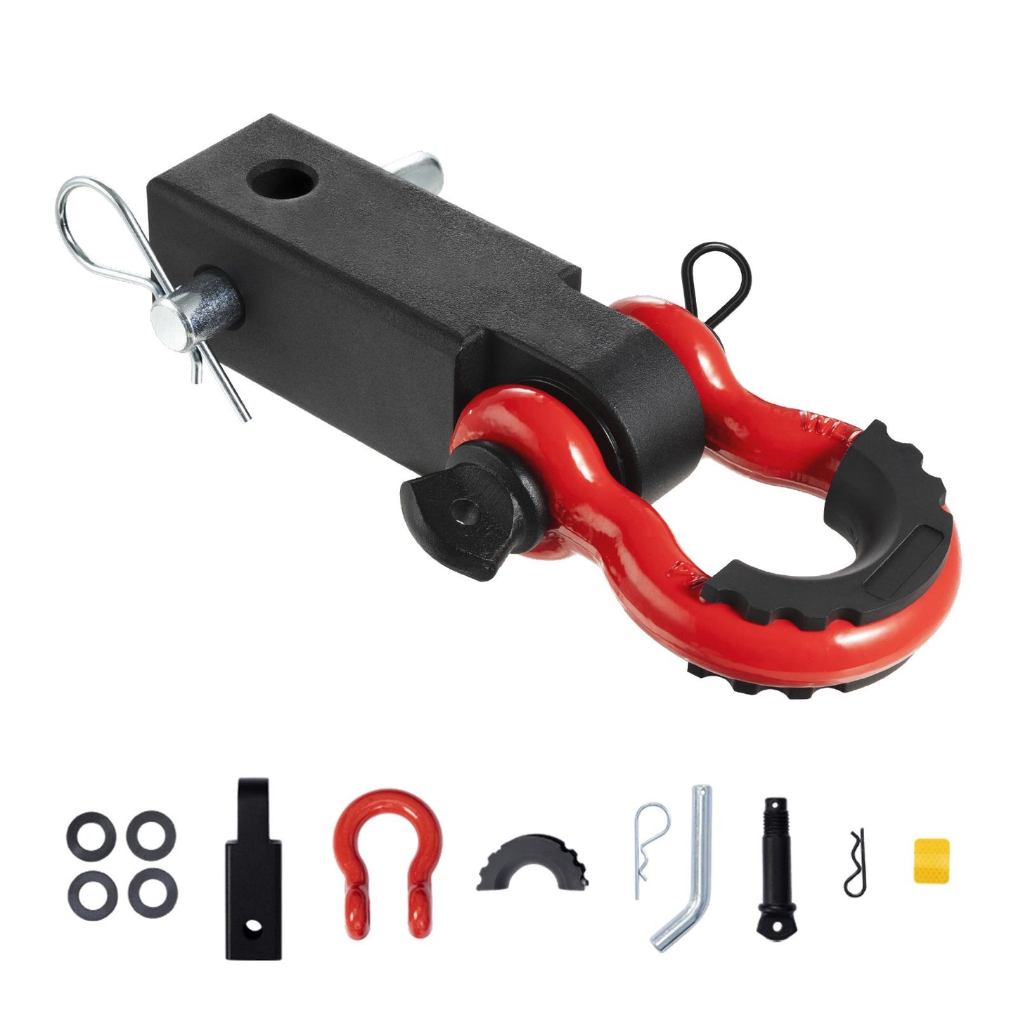 Shackle Hitch Receiver, Fits 50 mm Receivers, 24 Tons Breaking Strength, D Ring Shackle with Trailer Hitch Lock Pin, Heavy Duty Towing Accessories for Trucks, Jeeps, Off-Road Vehicle Recovery