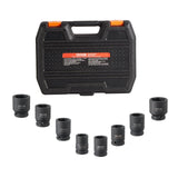 Axle Nut Impact Socket Set, 3/4" Drive 6-Point 8-Piece Metric Spindle Nut Socket Set, CR-MO Heat Treated Large Socket Set with Storage Case, for Auto Repair, Removing or Installing Axle Nuts