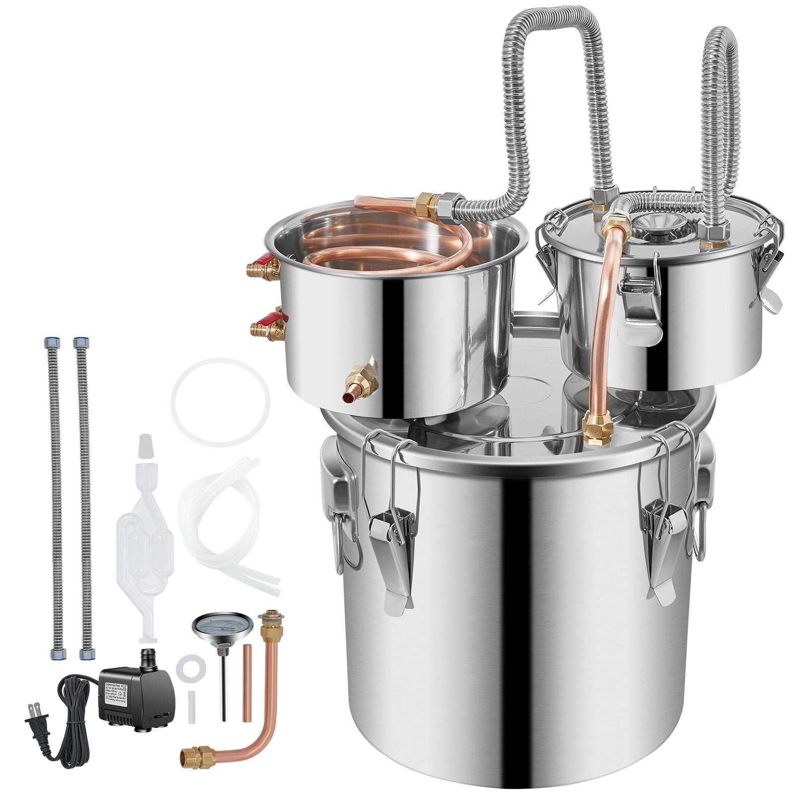 3 Pot 12L Alcohol Distiller Water Wine Boiler Home Brew Moonshinestill