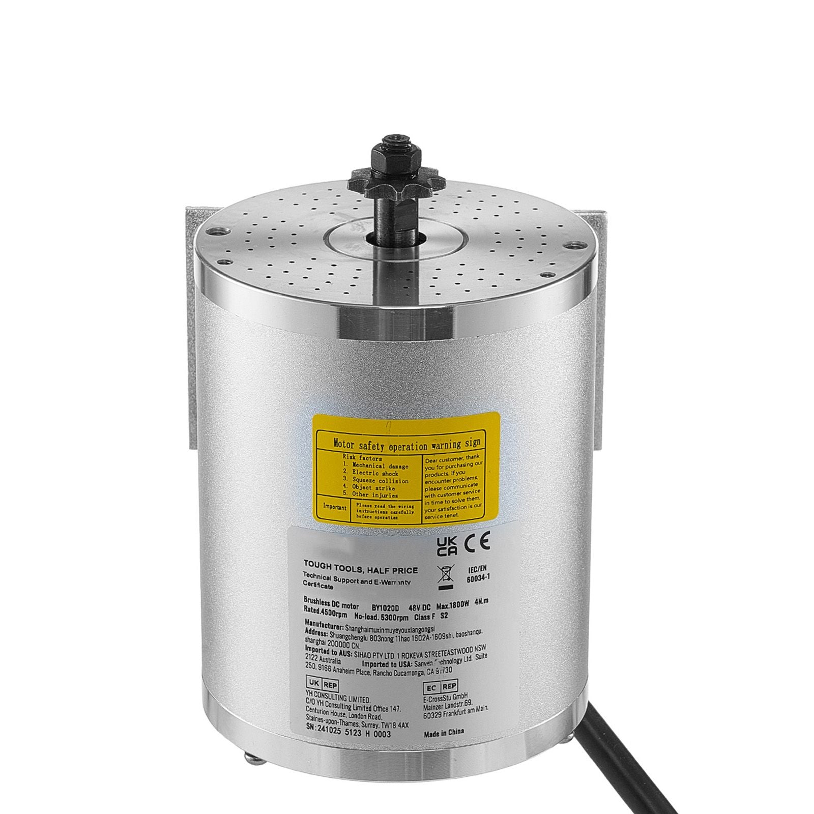 1800W Electric Brushless DC Motor 48V 4500rpm Motor for E-Bike Dirt Bike