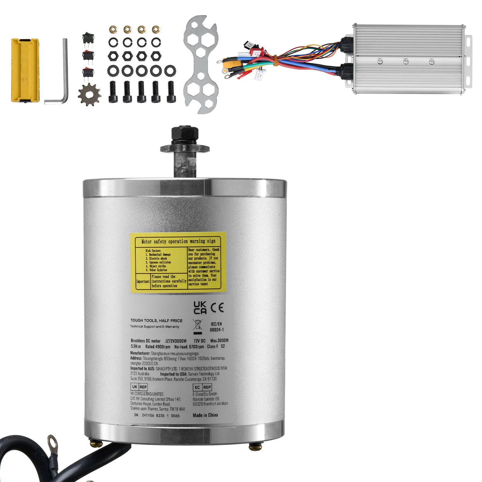 3000W Electric Brushless DC Motor Kit - 72V 4900rpm Motor with Upgraded Speed Controller for Go Karts E-Bike Motorcycle Scooter