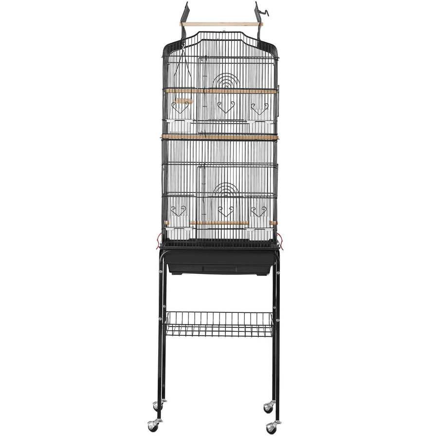 Large Bird Cage, 62 in, Open Top Parakeet Cage with Rolling Stand,  Steel Bird Flight Cage with Removable Tray, Budgie Birdcage with 4 Perches, Parrot Cage for Lovebirds Cockatiels Pet Toy