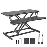 Standing Desk Converter, Two-Tier Stand up Desk Riser, 800 mm Large Sit to Stand Desk Converter,140-510 mm Adjustable Height, for Monitor, Keyboard & Accessories Used in Home Office