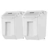 Ingredient Storage Bin, 2 x 15L Dispenser Bin with 2 Measuring Cups, Attachable Casters and Airtight Lid, 2 Pcs/Set Dog Pet Food Storage Container, PP Material Kitchen Rice Cereal Flour Bin