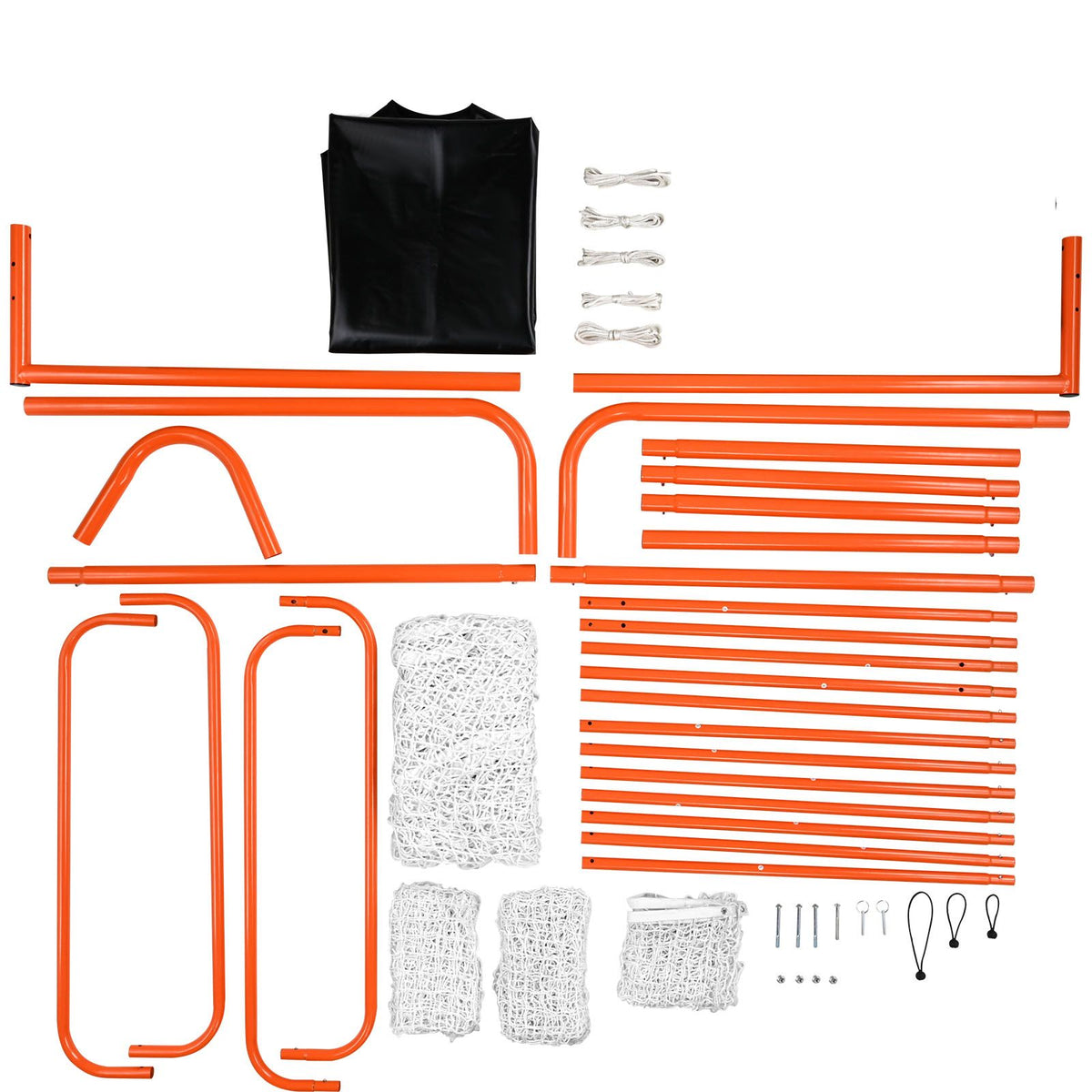 3-IN-1 Lacrosse Goal with Backstop and Target,3.7mx2.7m Lacrosse Net, Steel Frame Backyard Lacrosse Rebounder Equipment, Quick & Easy Setup Training Net, Perfect for Youth Adult Training, Orange