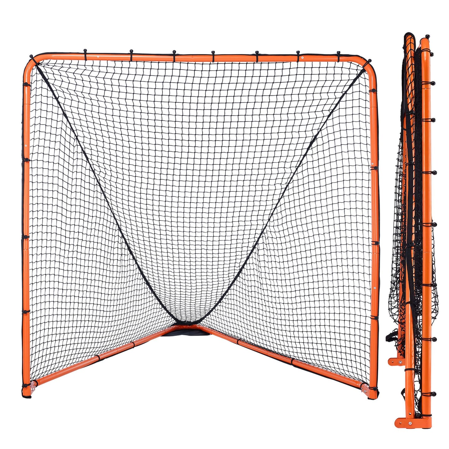 Lacrosse Goal, 1.8mx1.8m Lacrosse Net, Folding Portable Backyard Lacrosse Training Equipment, Steel Frame Training Net, Quick & Easy Setup Lacrosse Goal, Perfect for Youth Adult Training, Orange