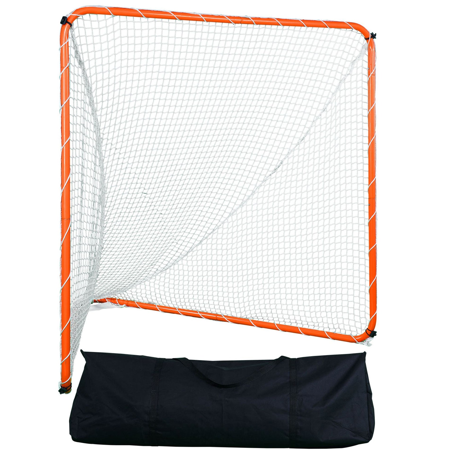 Lacrosse Goal, 6' x 6' Lacrosse Net, Steel Frame Backyard Lacrosse Training Equipment, Portable Lacrosse Goal with Carry Bag, Quick & Easy Setup, Perfect for Youth Adult Training, Orange