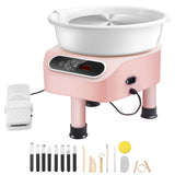 Pottery Wheel, 10 inch Pottery Forming Machine, 350W Electric Wheel for Pottery with Foot Pedal and LCD Touch Screen, Direct Drive Ceramic Wheel with 3 Support Legs for DIY Art Craft, Pink