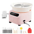 Pottery Wheel, 10 inch Pottery Forming Machine, 350W Electric Wheel for Pottery with Foot Pedal and LCD Touch Screen, Direct Drive Ceramic Wheel with Shaping Tools for DIY Art Craft, Pink