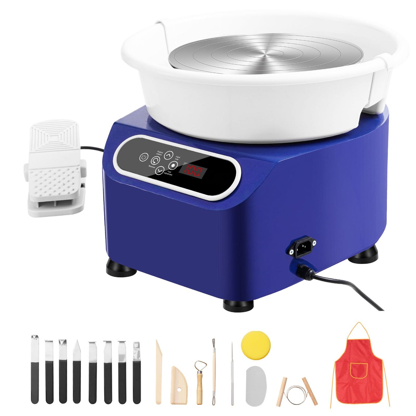 Pottery Wheel, 11 inch Pottery Forming Machine, 450W Electric Wheel for Pottery with Foot Pedal and LCD Touch Screen, Direct Drive Ceramic Wheel with Shaping Tools for DIY Art Craft, Blue