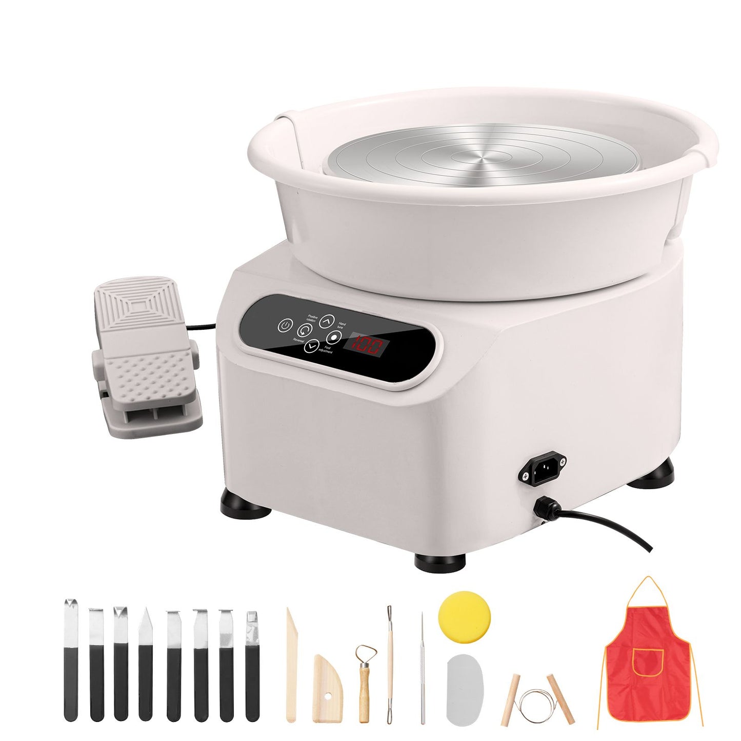 Pottery Wheel, 11 inch Pottery Forming Machine, 450W Electric Wheel for Pottery with Foot Pedal and LCD Touch Screen, Direct Drive Ceramic Wheel with Shaping Tools for DIY Art Craft, White