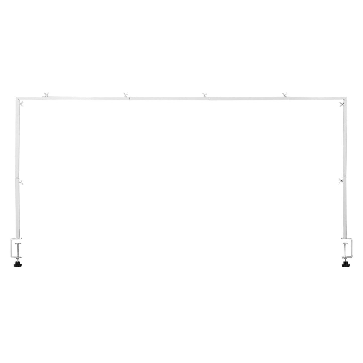 Over The Table Rod Stand with Clamps, 13"-42'' Tall & 28"-98" Length Adjustable, Metal Table Arch Stand, Tabletop Balloon Arch Frame for Wedding Birthday Party Christmas Decorations, White