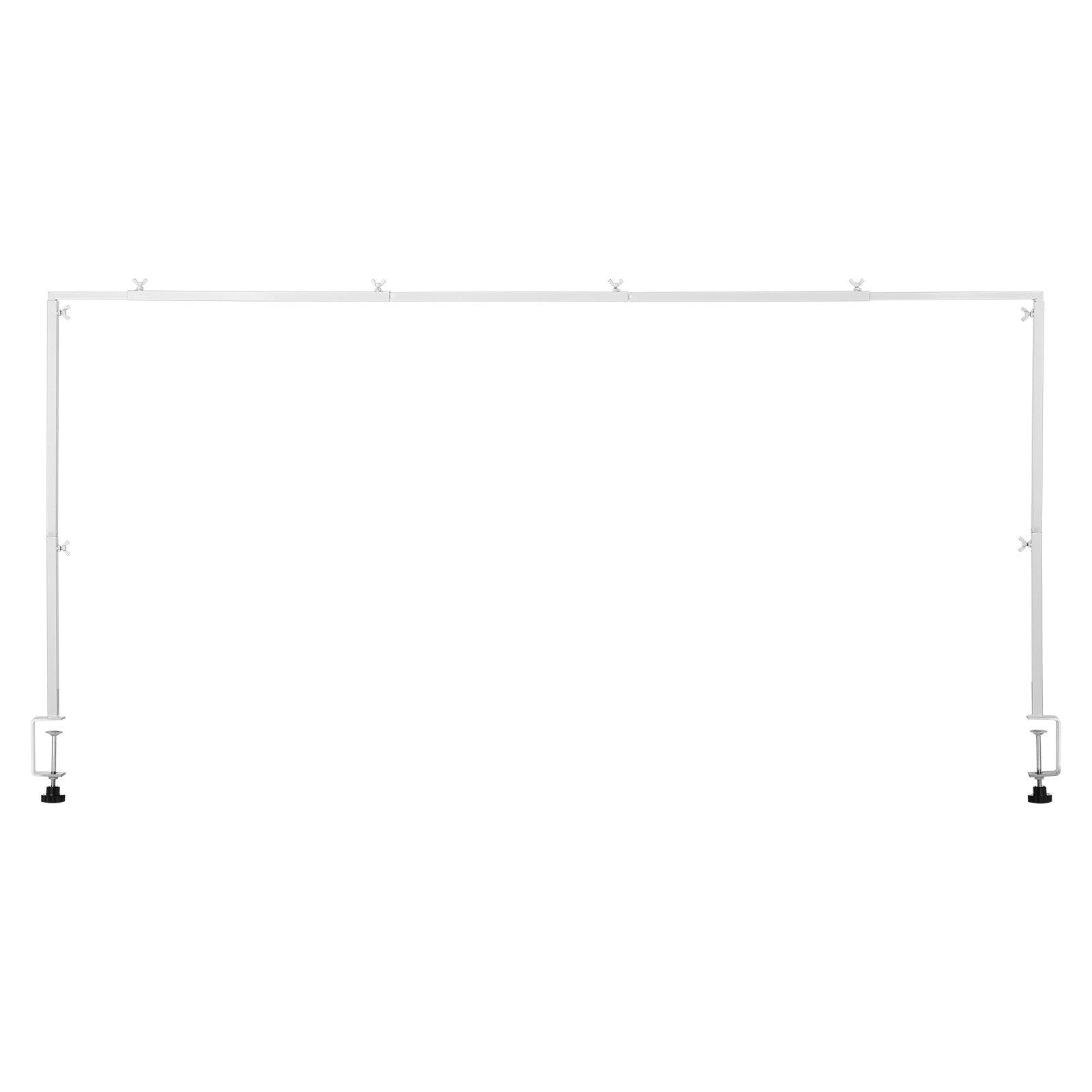 Over The Table Rod Stand with Clamps, 13"-42'' Tall & 28"-98" Length Adjustable, Metal Table Arch Stand, Tabletop Balloon Arch Frame for Wedding Birthday Party Christmas Decorations, White