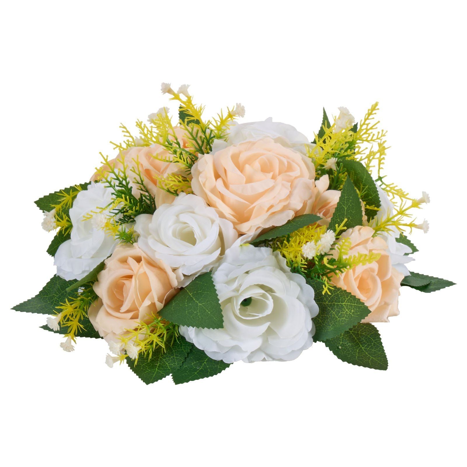 Flower Ball Arrangement Bouquet 10 PCS, 240 mm Diameter Artificial Flower Balls Wedding Table Centerpieces, Rose Arrangements for Wedding Centerpiece Home Decoration, Champagne & White Roses