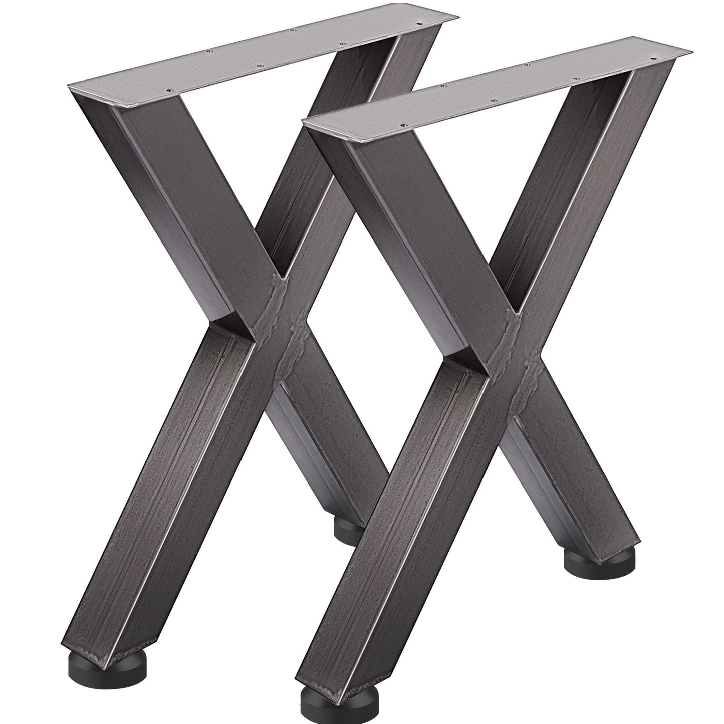 Set of 2 Steel Table Legs, 28'Height 24'Wide Dining Table Legs, Heavy Duty 3.1" Square Box Section X Frame Table Legs, 28x24x3.1 Inch Original Color Industrial Country Style Metal Dining Legs