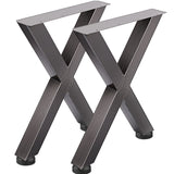 Set of 2 Steel Table Legs, 28'Height 24'Wide Dining Table Legs, Heavy Duty 3.1" Square Box Section X Frame Table Legs, 28x24x3.1 Inch Original Color Industrial Country Style Metal Dining Legs