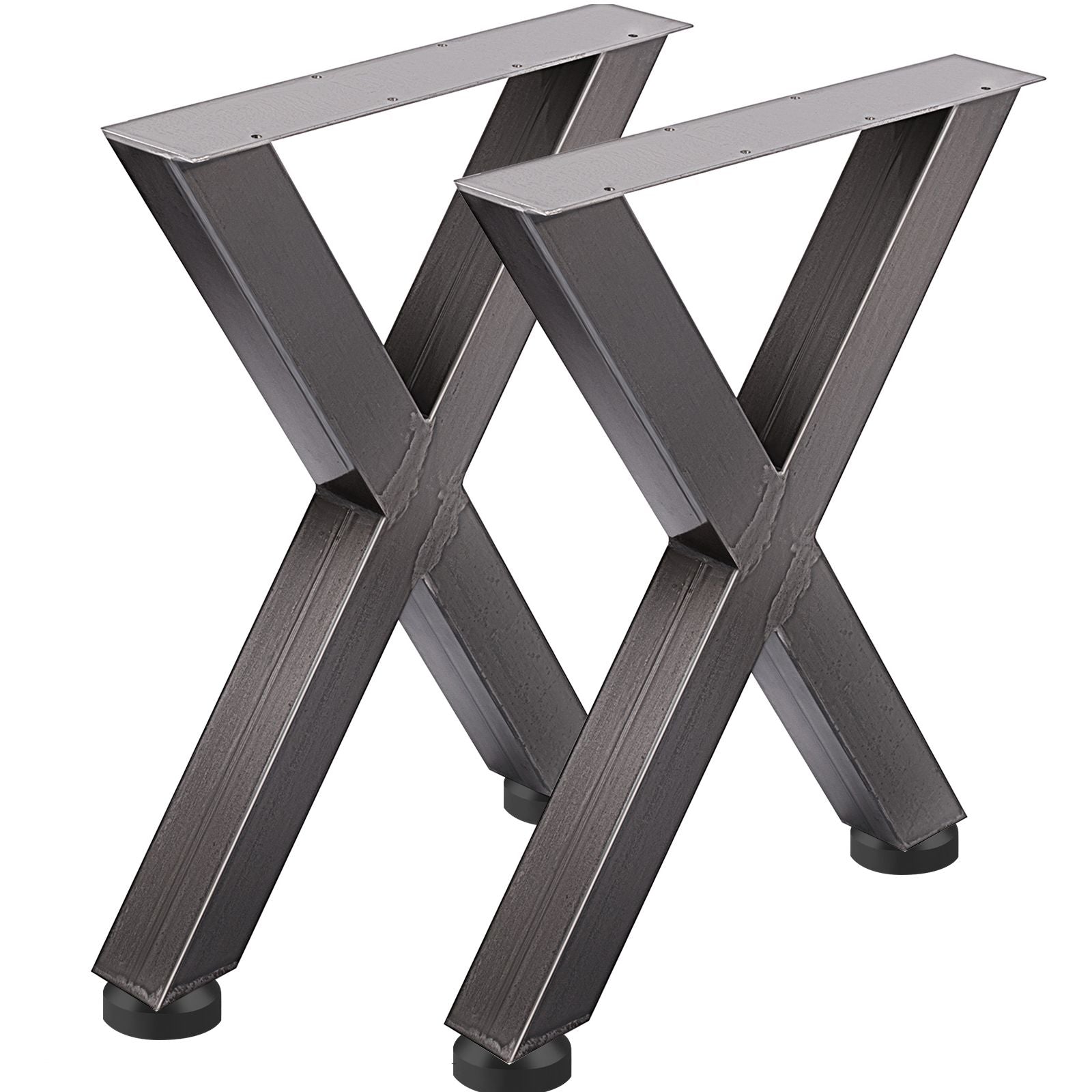 Set of 2 Steel Table Legs, 28'Height 24'Wide Dining Table Legs, Heavy Duty 3.1" Square Box Section X Frame Table Legs, 28x24x3.1 Inch Original Color Industrial Country Style Metal Dining Legs