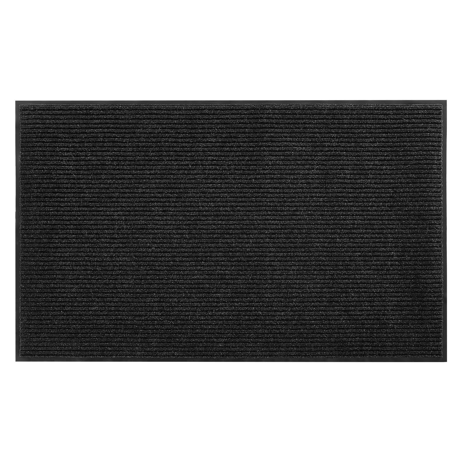 Front Door Mat, 2438 x 1219 mm Commercial Floor Mat for Indoor and Outdoor, Stylish Striped Industrial Carpet with PVC Backing, Heavy Duty Washable Entry Rug for Hallway, Balcony, Garage, Grey
