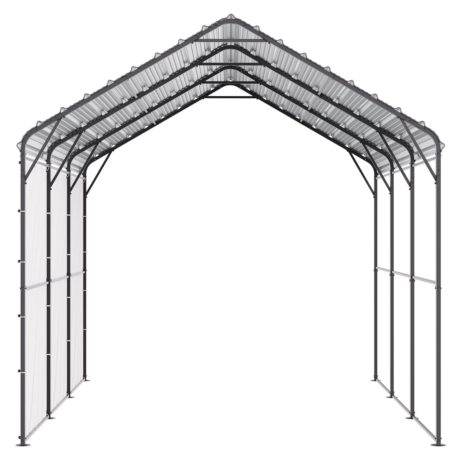 Heavy Duty Metal Carport, 10' x 15' Outdoor Carport with Galvanized Steel Frame & Roof, Car Tent Garage Shade with Removable Sidewalls, Multi-Use Car Shelter for Pickup, Boat, Car & Tractors