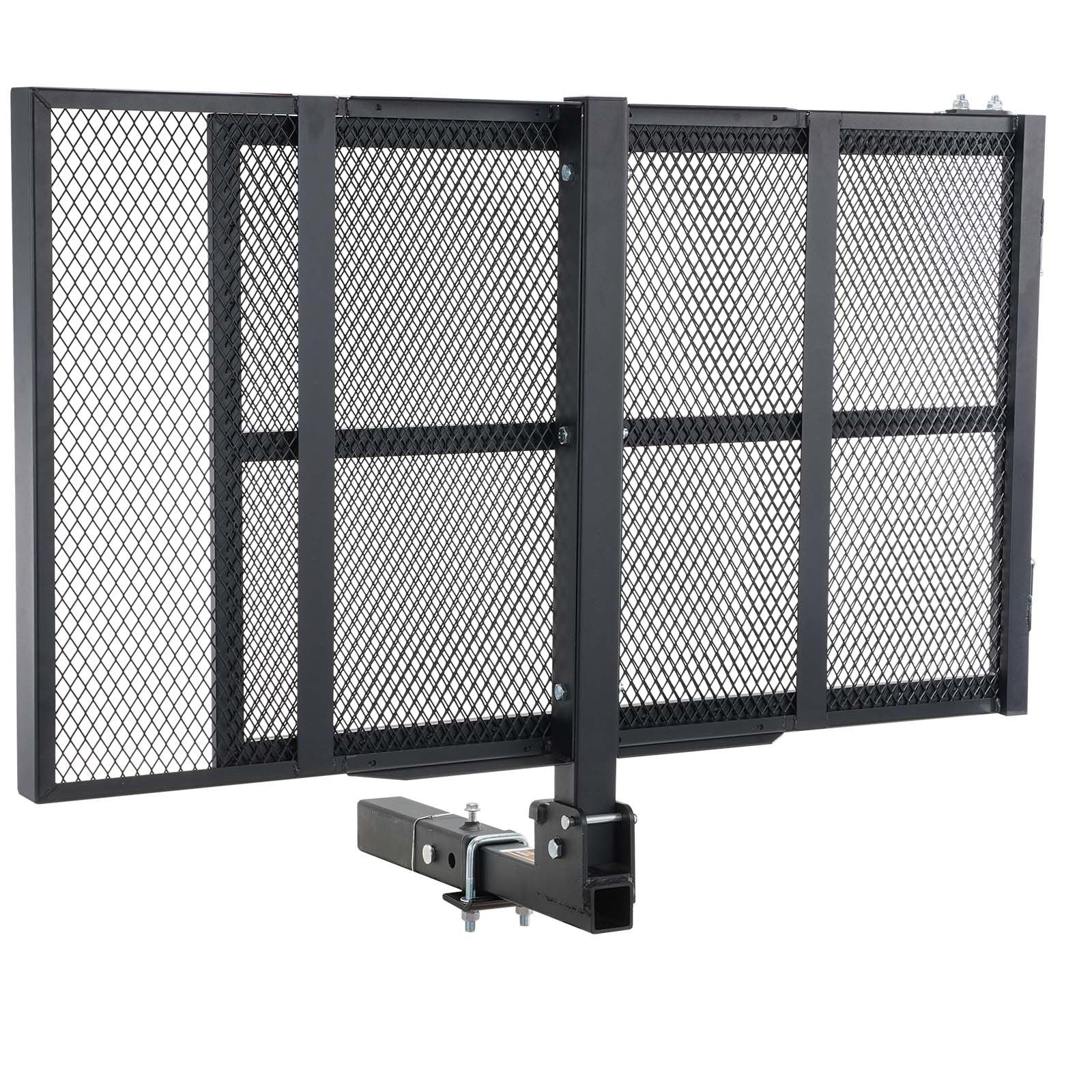 Hitch Mount Wheelchair Carrier 45.3" x 25.6", 500LBS Mobility Scooter Carrier with Folding Ramp, Iron Trailer Hitch Rack Basket with Stabilizer, Straps, Fit 2" Hitch Receiver for SUV Van Car
