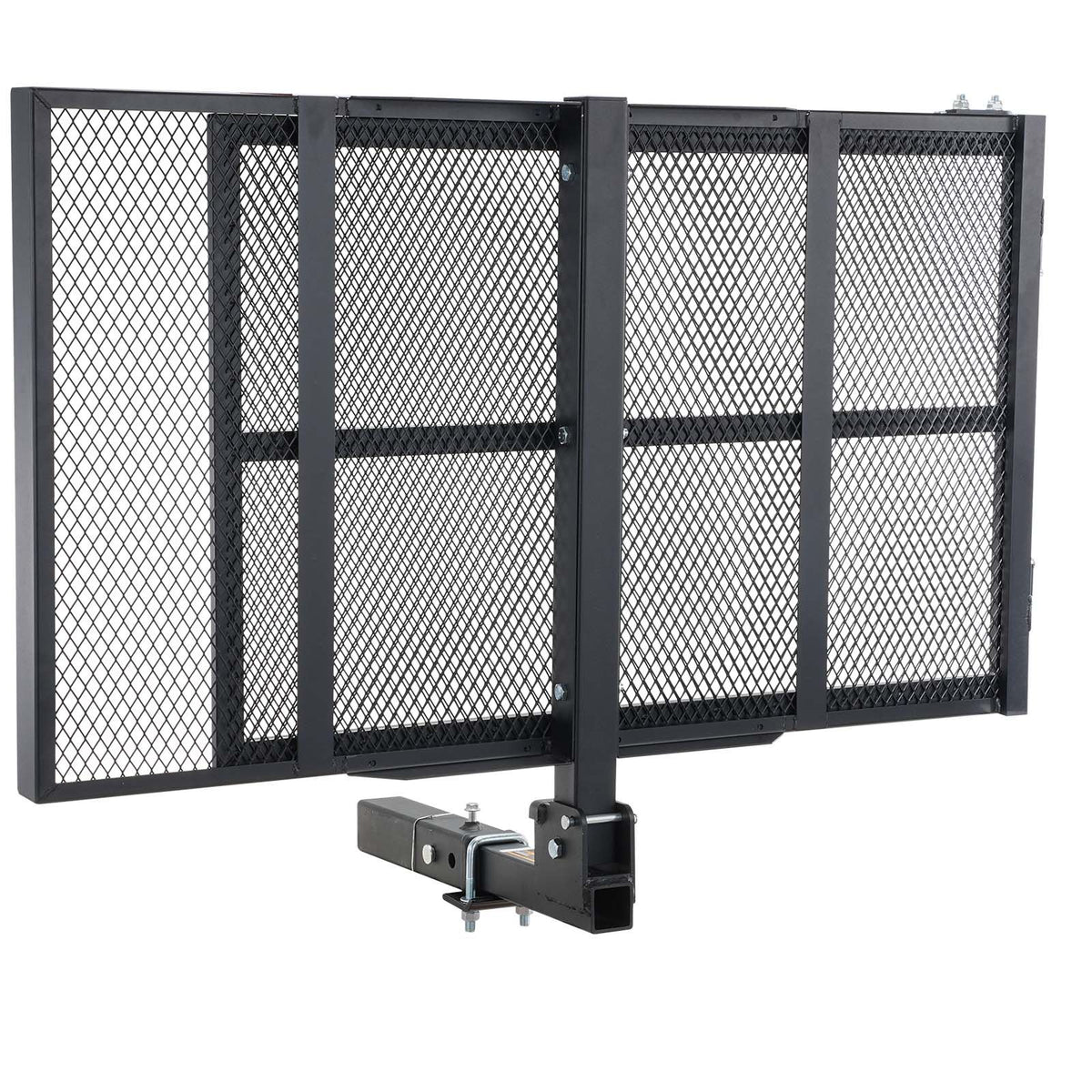 Hitch Mount Wheelchair Carrier 45.3" x 25.6", 500LBS Mobility Scooter Carrier with Folding Ramp, Iron Trailer Hitch Rack Basket with Stabilizer, Straps, Fit 2" Hitch Receiver for SUV Van Car