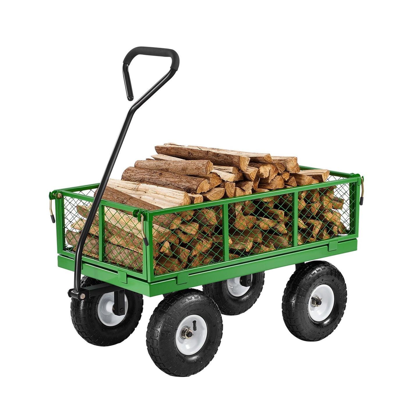 680 Lbs Steel Garden Cart on Wheels, Heavy Duty Garden Wagon Cart Pullable, Metal Outdoor Utility Yard Wagon Carts with 10" Tires, Mesh Removable Sides and 180Â°Rotating Handle