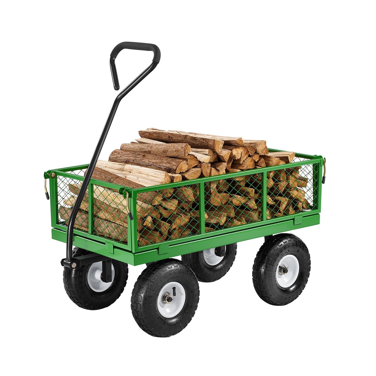 680 Lbs Steel Garden Cart on Wheels, Heavy Duty Garden Wagon Cart Pullable, Metal Outdoor Utility Yard Wagon Carts with 10" Tires, Mesh Removable Sides and 180Â°Rotating Handle