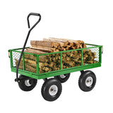 900 Lbs Steel Garden Cart on Wheels, Heavy Duty Pullable Garden Wagon Yard Cart, Outdoor Metal Utility Wagon with 10" Tires and Mesh Removable Sides(Convert to Flatbed), and 180Â°Rotating Handle