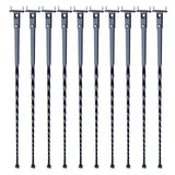 Staircase Metal Balusters, 44'' x 1/2" Galvanized Steel Decorative Banister Spindles, 10 Pack Deck Baluster with Hollow Twists, Satin Black Spiral Stair Railing with Shoes & Screws
