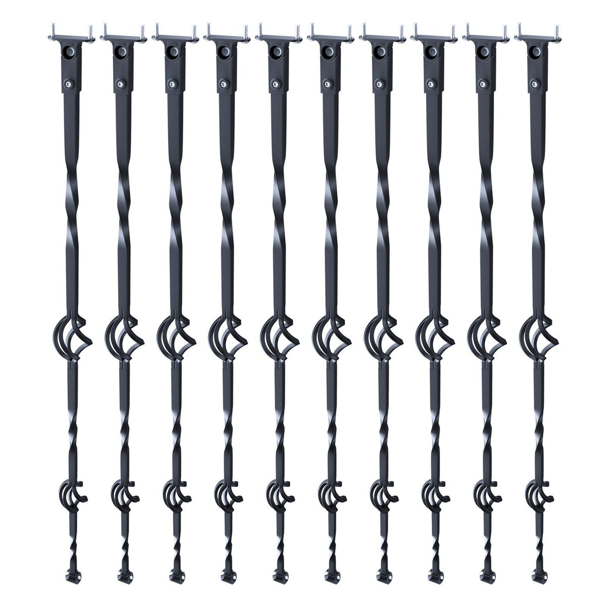 Staircase Metal Balusters, 44'' x 1/2" Galvanized Steel Decorative Banister Spindles, 10 Pack Deck Baluster with Hollow Double Baskets, Spiral Stair Railing with Shoes & Screws