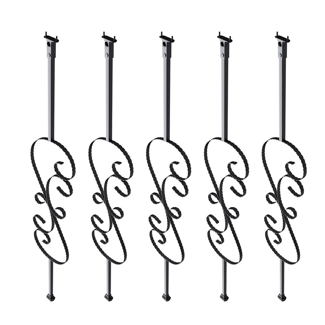 VEVOR Staircase Metal Balusters, 44'' x 1/2" Galvanized Steel Decorative Banister Spindles, 5 Pack S Shape Deck Baluster, Hollow Satin Black Spiral Stair Railing with Shoes & Screws