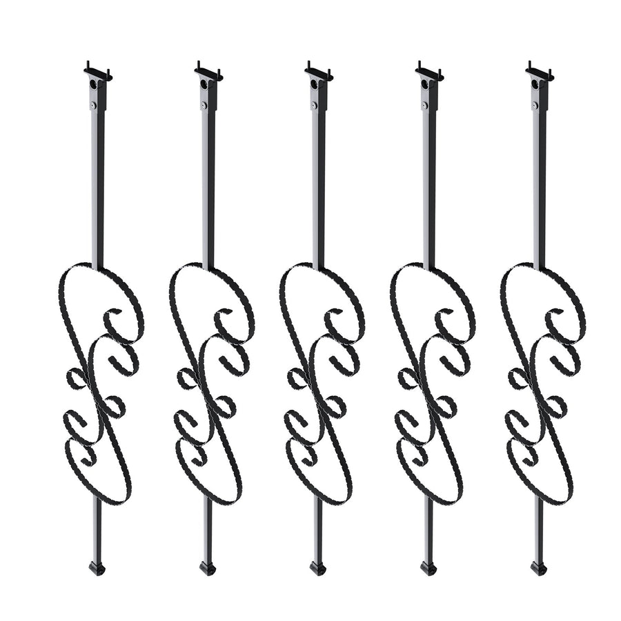 VEVOR Staircase Metal Balusters, 44'' x 1/2" Galvanized Steel Decorative Banister Spindles, 5 Pack S Shape Deck Baluster, Hollow Satin Black Spiral Stair Railing with Shoes & Screws