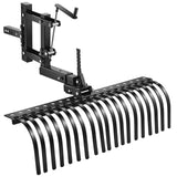 106.7cm Tow Behind Landscape Rake, 3-Point Lawn Rock Rake with Blade & Lift Lever, Fit Category 1 ATVs UTVs Lawn Tractors, Heavy Duty Dethatcher Rake for Debris Leaves Thatch