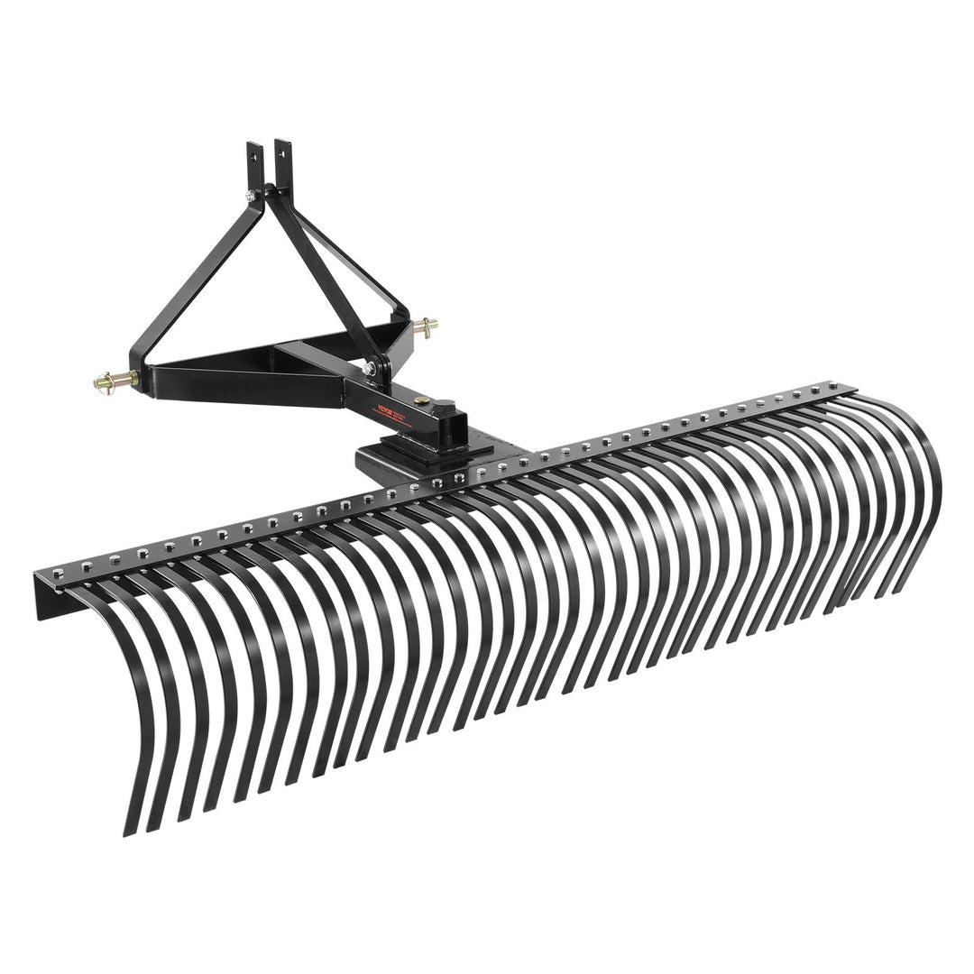 VEVOR Tow Behind Dethatcher, 1.8m Tow Dethatcher with 36 Steel Tines, 3-Point Lawn Dethatcher Rake with Attachments for Tractor, Landscape Rake for Garden, Farm, Grass