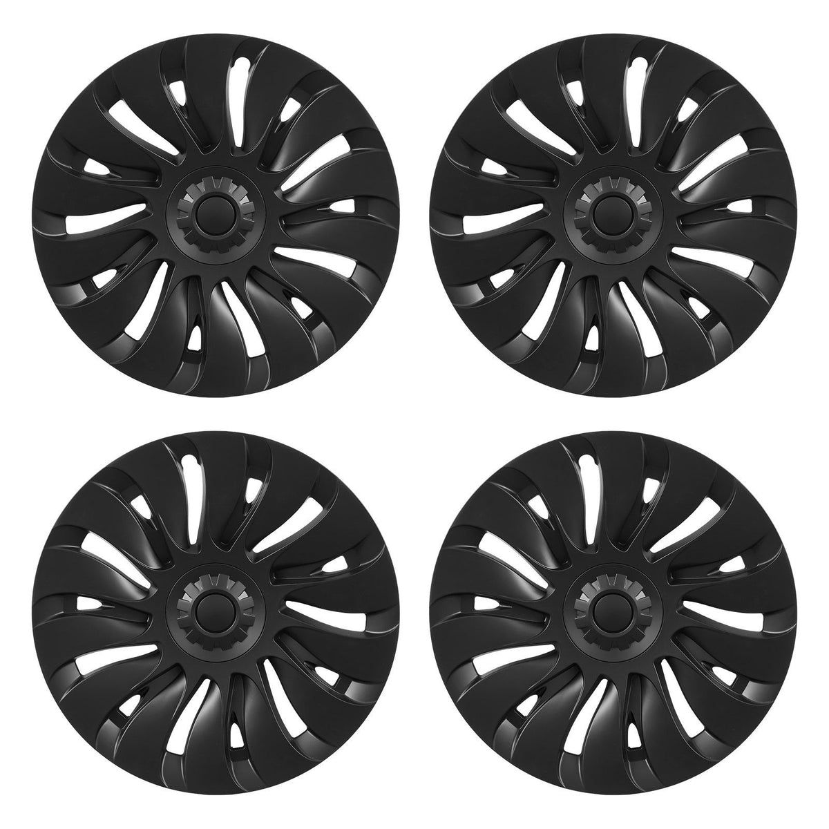 Hubcaps Wheel Covers for 2021-2024 Tesla Model Y, 19 Inch Set of 4 Wheel Rim Cover Hubcaps OEM Style Replacement, R19 Size Snap On Car Hub Caps, Premium 14-Spoke ABS Tire Rim Caps, Matte Black