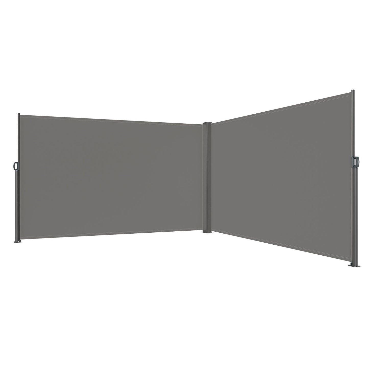 Retractable Side Awning, 160X600cm Aluminum Outdoor Privacy Screen, 280g Polyester Water-proof Retractable Patio Screen, UV 30+ Room Divider Wind Screen for Patio, Backyard, Balcony, Gray