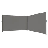Retractable Side Awning, 160X600cm Aluminum Outdoor Privacy Screen, 280g Polyester Water-proof Retractable Patio Screen, UV 30+ Room Divider Wind Screen for Patio, Backyard, Balcony, Gray