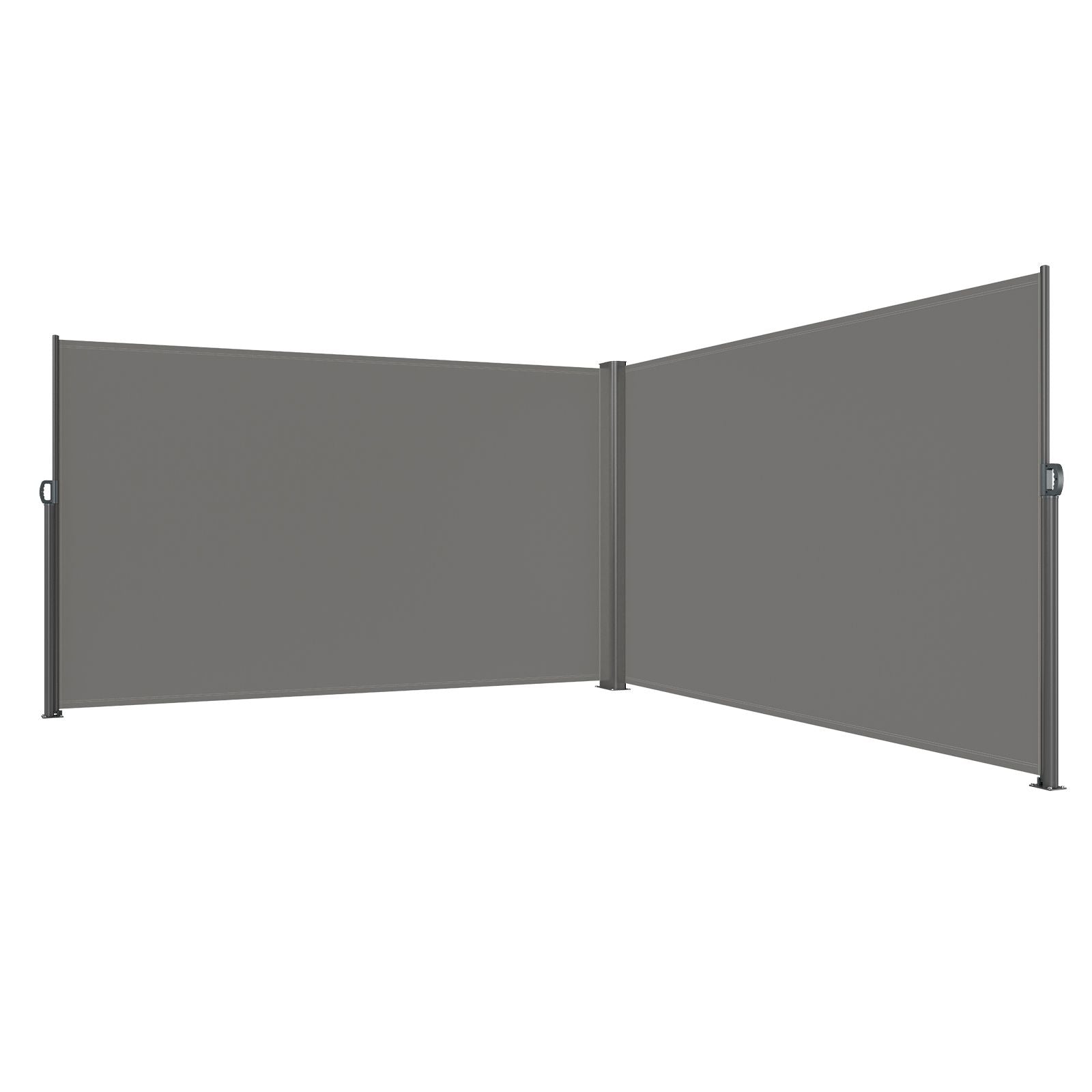 Retractable Side Awning, 160X600cm Aluminum Outdoor Privacy Screen, 280g Polyester Water-proof Retractable Patio Screen, UV 30+ Room Divider Wind Screen for Patio, Backyard, Balcony, Gray